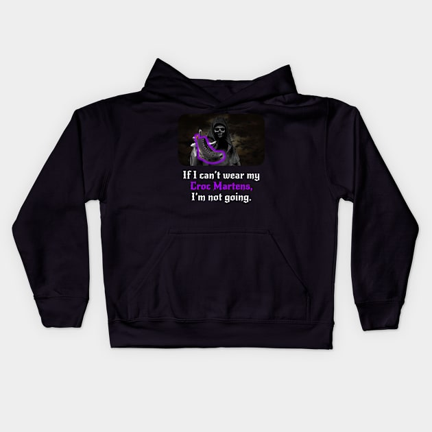 Grim Reaper's Croc Martens Kids Hoodie by SpiralBalloon